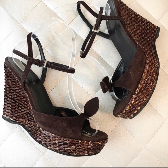 Prada | 37.5 7.5 basket weave wedge platform - Picture 2 of 3